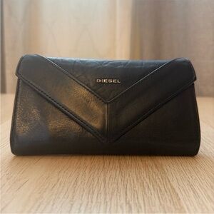 Diesel Vintage Black V-Panel Leather Clutch